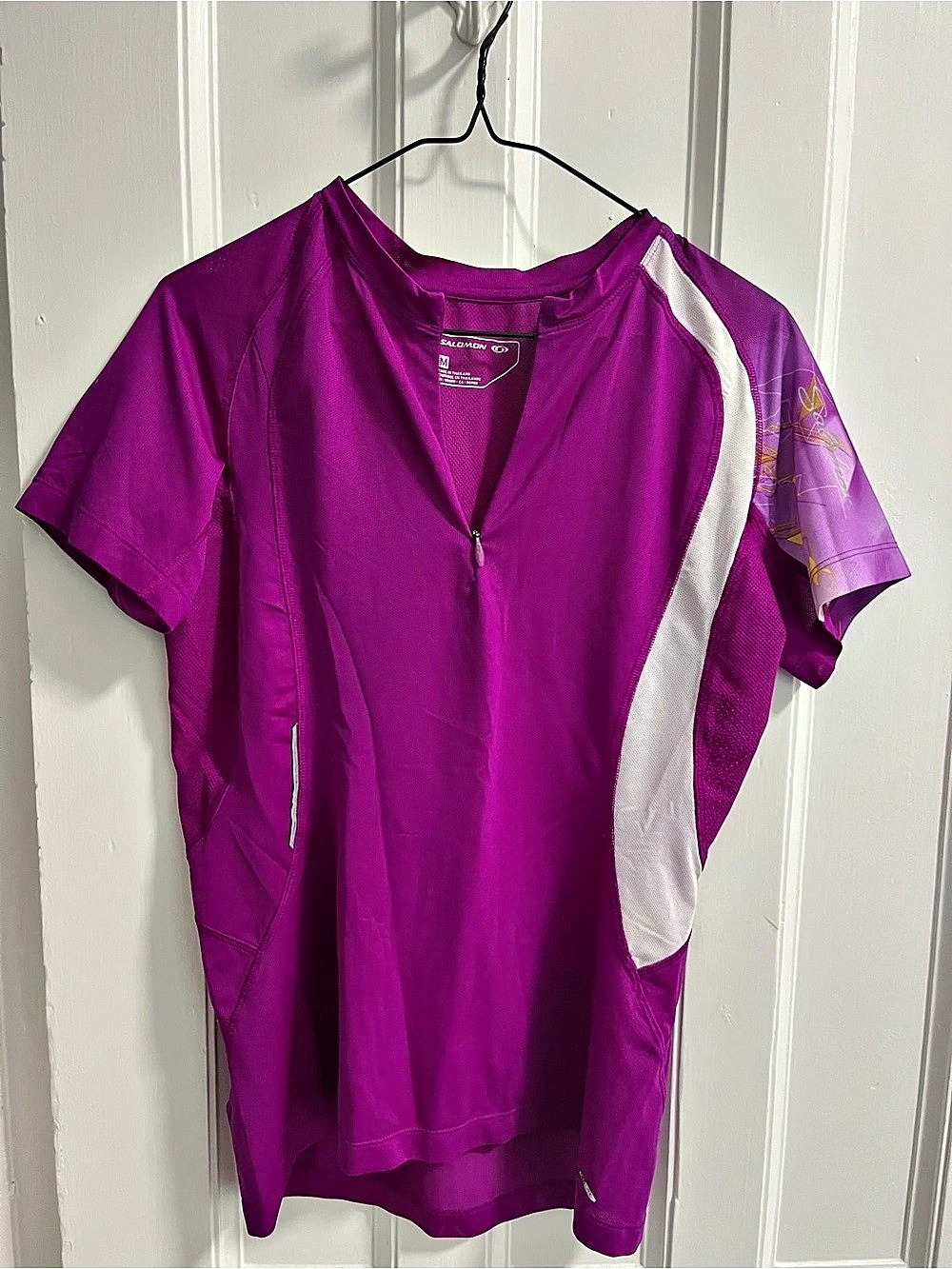 Salomon Color Block Cycling Jersey in Purple & White Size Medium